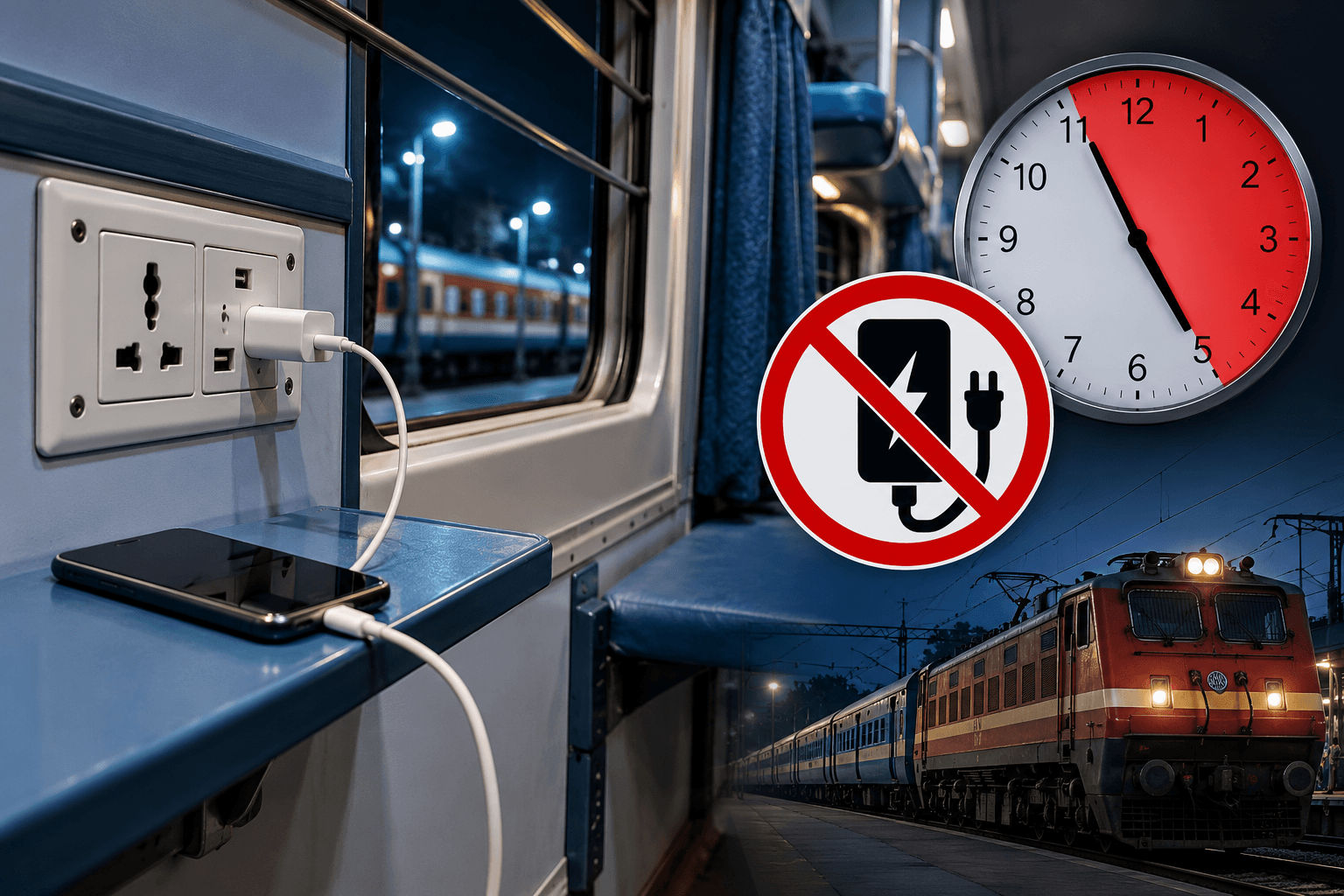 Indian Train Charging Safety at Night